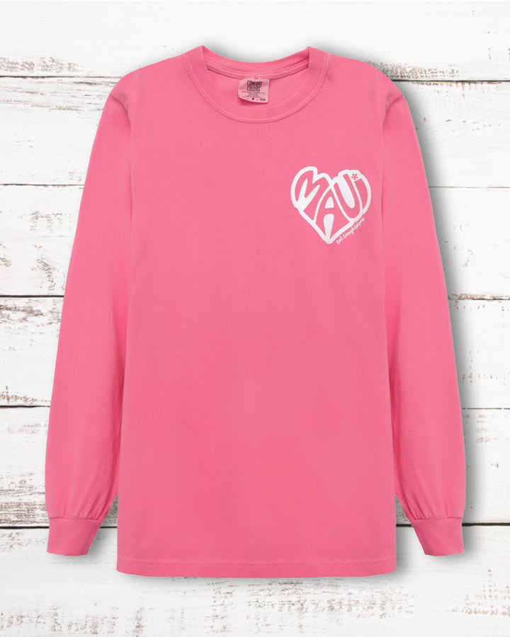 Maui Heart Long Sleeve T-Shirt - Pink